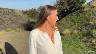 Sexy Blonde sucks BBC in nature