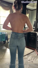 Christina Khalil nip slip jeans try-on