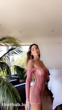 Carolina Samani see thru rainbow dress striptease