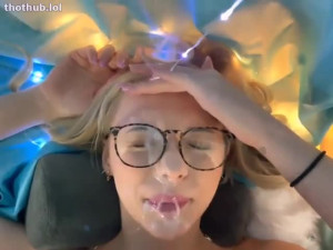 cum on her glasses