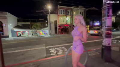 Allie Dawson in her Purple Dress Public Naked Bitchinbubba/ bralessforever