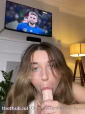 Daisy Drew Watching Euro Football Final Dildo Blowjob