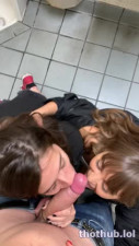 Riley Reid restroom Double blowjob